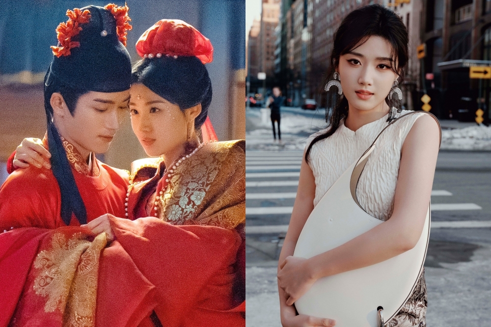 盧昱曉與王星越主演的新劇《五福臨門》（左圖），因兩人戲份太少，口碑暴跌，收視不敵同檔期播出的《掌心》和《仙台有樹》。盧昱曉日前亮相紐約時裝周（右圖），還因造型土氣遭群嘲，徹底被同場的韓團ITZY成員申有娜艷壓。（翻攝自微博）