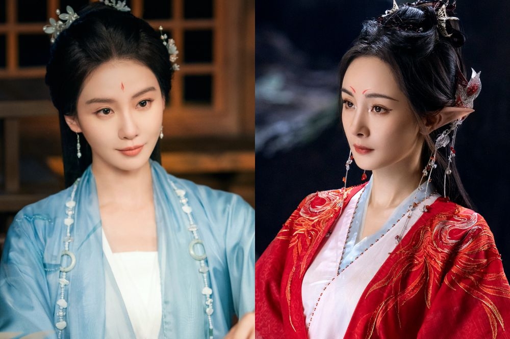 劉詩詩（左）過去演出《一念關山》成功復出，但她今年演出懸疑劇《掌心》，收視不如預期。其中，劉詩詩接演楊冪（右）《狐妖小紅娘月紅篇》姐妹作《淮水竹亭》，原本將13日正式播出，卻因為特效太陽春之故，慘被退貨，讓網友十分傻眼。（取自微博）

