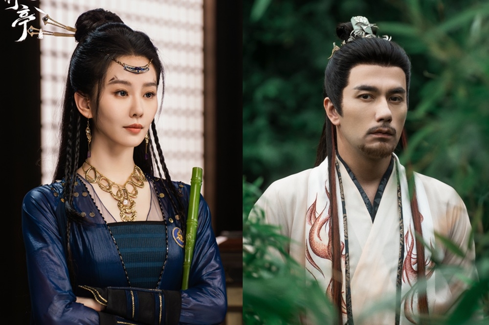 陸劇女神劉詩詩（左）與張雲龍主演的古裝新劇《淮水竹亭》，昨天一首播就熱度奪冠，她與台灣演員黃志瑋（右）同框演師兄妹，全網夢回兩人2009年搭檔的代表作《仙劍奇俠傳三》。（取自淮水竹亭微博）