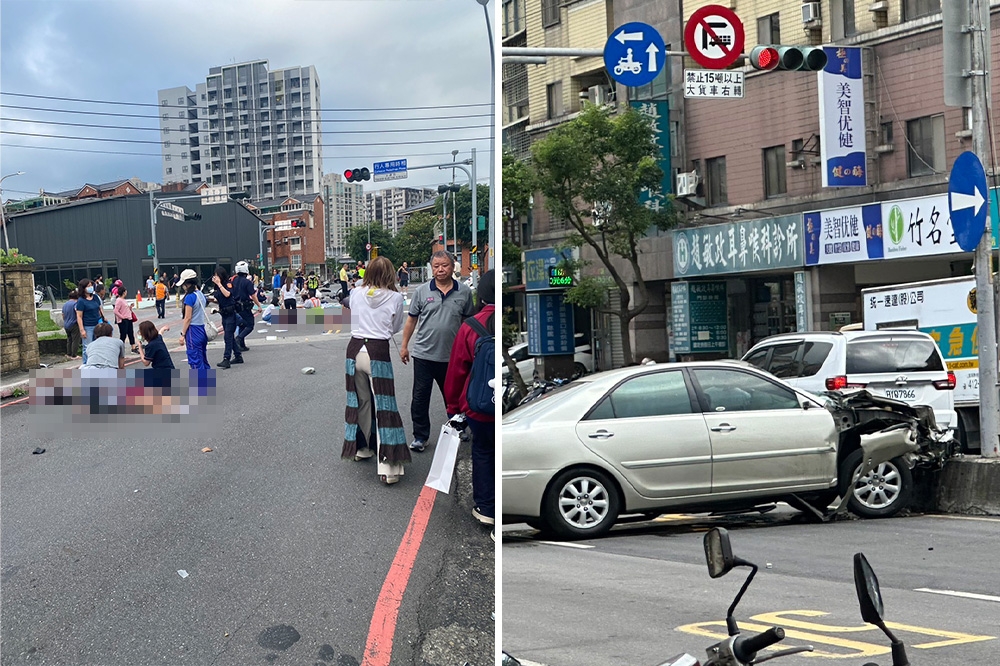 新北市三峽北大國小今天下午發生嚴重車禍。（合成照片／讀者提供）